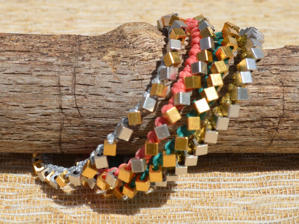 Metallic beaded friendship bracelet