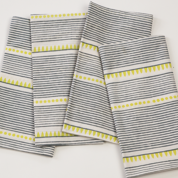 Laya Chartreuse Block Printed napkins