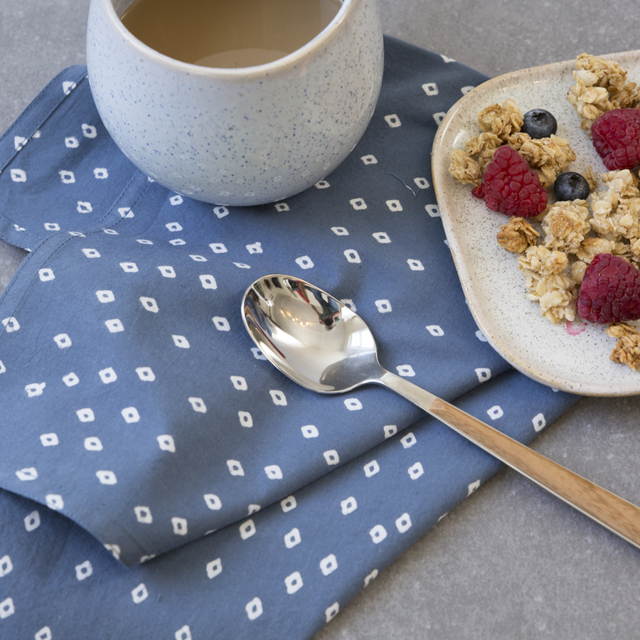 Block Print Leaves Cotton Dinner Napkins in Coral & Fuchsia